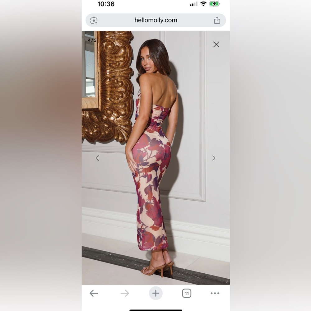 Hello Molly RAINFOREST MAGIC MESH STRAPLESS MAXI DRESS RUST